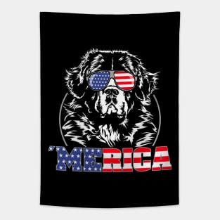 Newfoundland Dog American Flag Merica patriotic dog Tapestry