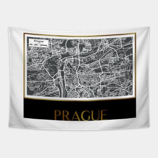 Golden Prague city map Tapestry