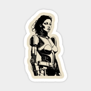 Cyborg Girl Retro Cartoon Magnet