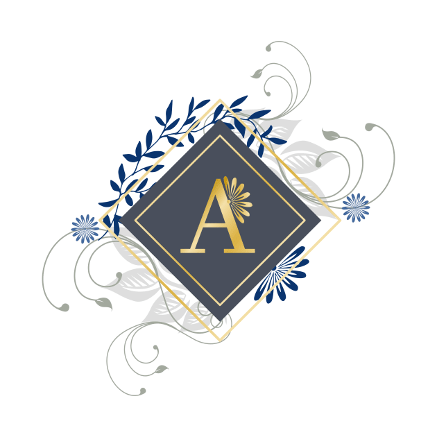 A blue and gold initial monogram. by ArtsByNaty