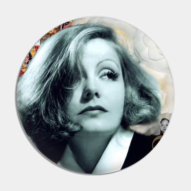 Greta Garbo Collage Portrait Pin by Dez53