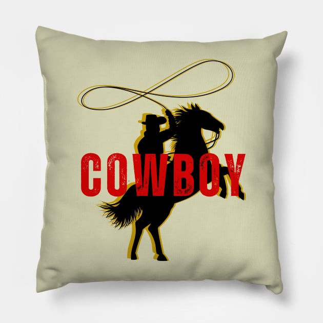 Silhouette Cowboy Pillow by Nano-none