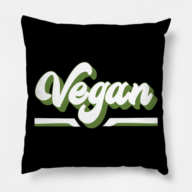 Vegan Vintage Design White and Green Stripe Pillow by FruitflyPie