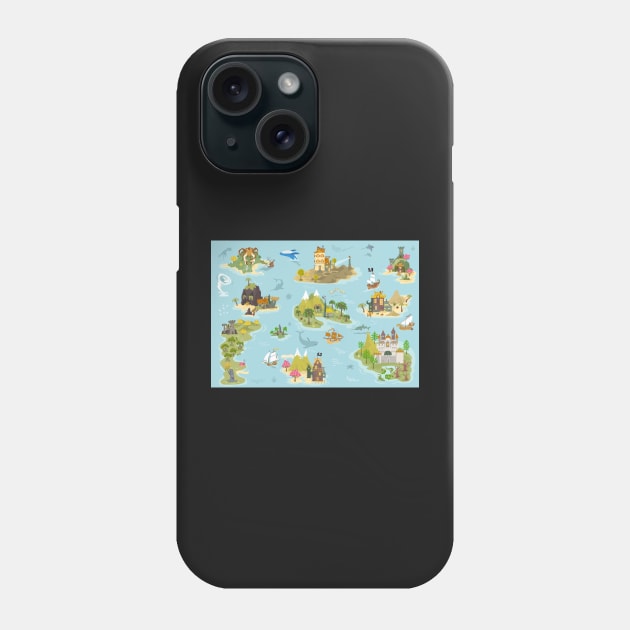 Pirate islands in hand drawn cartoon style Phone Case by qpiii