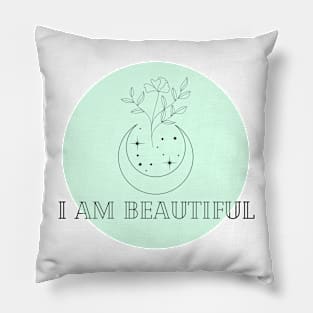 Affirmation Collection - I Am Beautiful (Green) Pillow