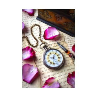 Old pocket Watch And Rose Petals T-Shirt