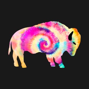 Rainbow Tie Dye Buffalo American Bison T-Shirt