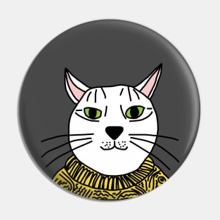 Portrait of Yellow Sweater Cat Pin