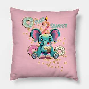 Kids Birthday 2 Year Old Two Sweet Cute Baby Elephant Pillow