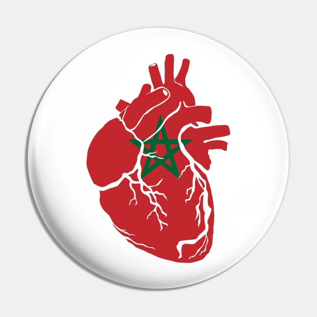 Anatomical heart design, Moroccan flag Pin by Bun Art Store