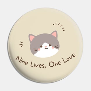 Nine Lives, One Love Cat Pin