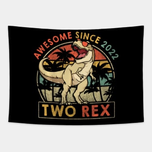 Kids Two Rex 2nd Birthday Second Dinosaur Year Old Tapestry