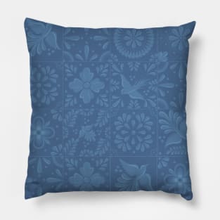 Classy Blue Talavera Tile Pattern by Akbaly Pillow