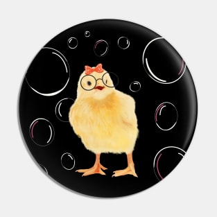 Cute Chick With Bubbles Pin