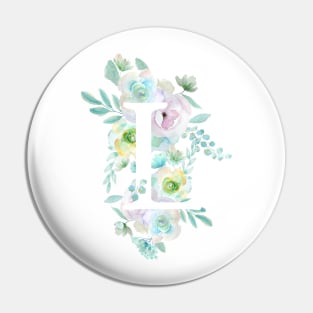 Botanical alphabet L green and purple flowers Pin