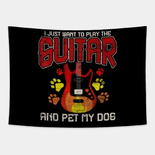 Vintage Just Want To Play The Guitar And Pet My Dog Tapestry