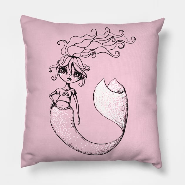 Mermaid Sketches Series: Rainbow Mermaid Pillow by LittleMissTyne