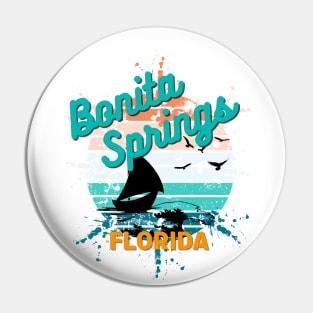 Bonita Springs Florida Retro Exploding Sunset Pin