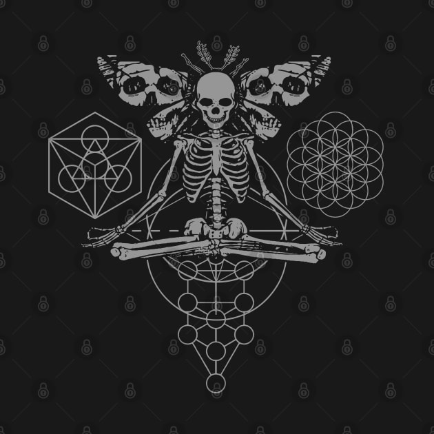 Occult Moth Meditating Skeleton Yoga Sacred Geometry by ShirtFace