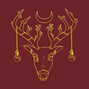 Cherry Blossom Deer in Gold T-Shirt