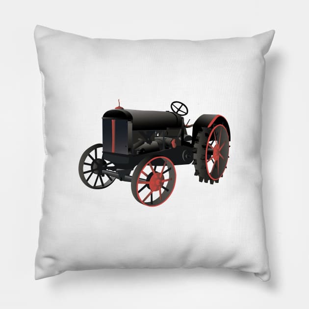 Black and Red Old Tractor Pillow by NorseTech