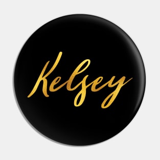 Kelsey Name Hand Lettering in Faux Gold Letters Pin