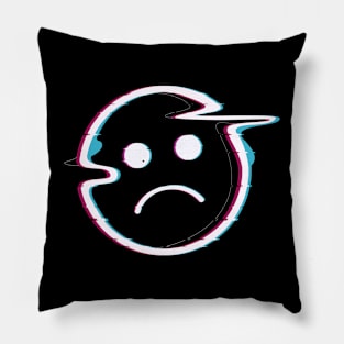 Sad Boi Pink Aesthetic Vaporwave Sadboi Sad Face Glitch Art Pillow