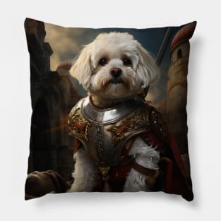 The Valiant Bichon Frisé - Medieval Conquistador Pillow