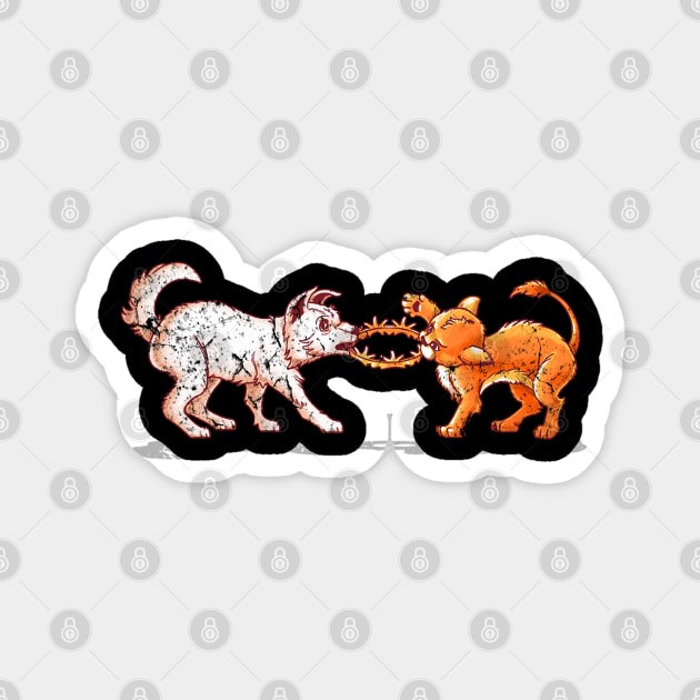 CAT AND DOG WAR Magnet by Rhasani Tong Go