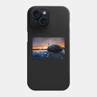Rock With Raindrops,In The Sunset, Macro Background, Close-up Phone Case