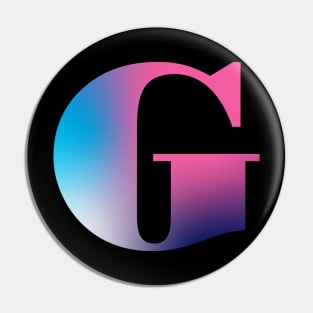 Capital Letter G Monogram Gradient Pink Blue White Pin