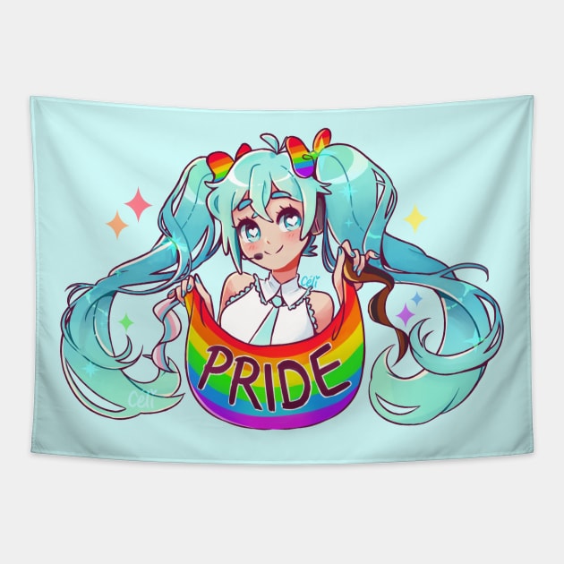 miku says happy pride! Tapestry by pianta