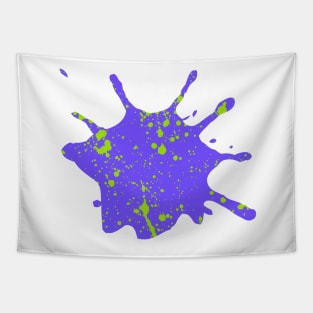 Purple and Neon Green Paint Splatter Tapestry