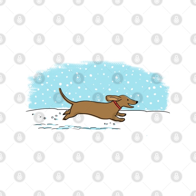 Cute Dachshund Snow Holiday | Winter Wiener Dog by Coffee Squirrel