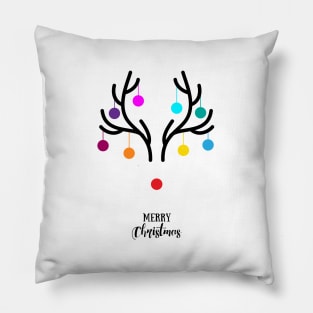 Abstract Christmas deer with red nose Pillow