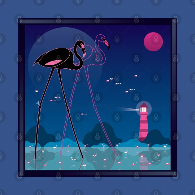 Black Flamingo by Munchbud Ink