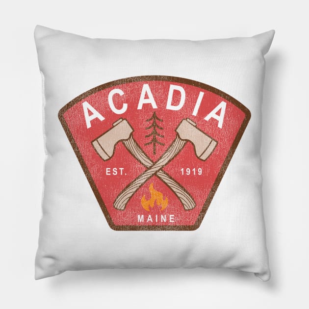 Acadia National Park Maine Camping Hiking Outdoor Adventure Pillow by Eureka Shirts