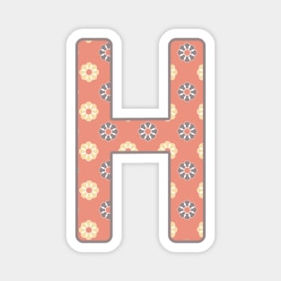 MONOGRAM LETTER H PINK FLORAL TYPOGRAPHY DESIGN Magnet