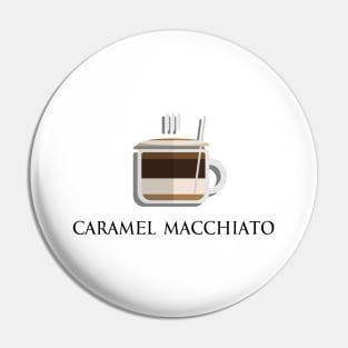 Hot caramel macchiato front view in flat design style Pin