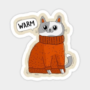 Cat in a warm sweater. Magnet