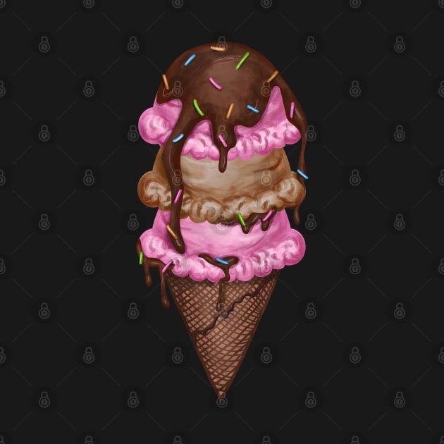 Ice Cream Cone Triple Scoop by sparkling-in-silence