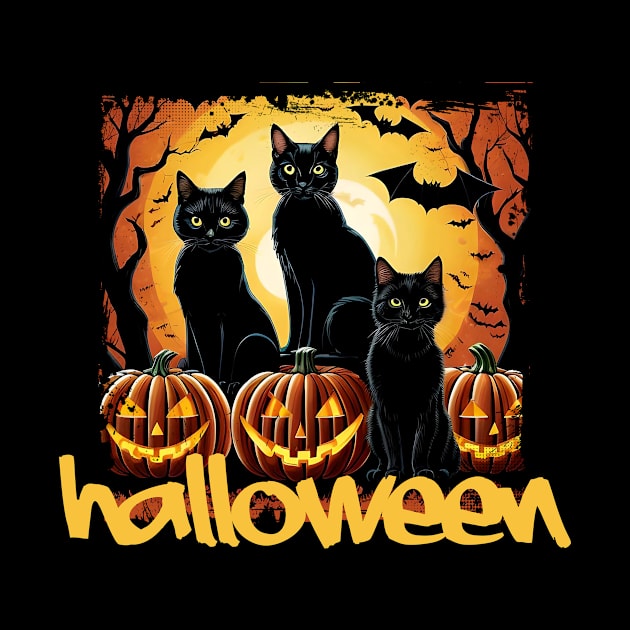 Black Cats on Halloween Night by YellowMadCat