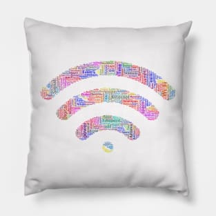 Wi-Fi Signal Symbol Silhouette Shape Text Word Cloud Pillow