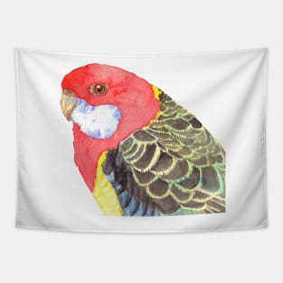 Eastern rosella watercolor - bird portrait painting Tapestry