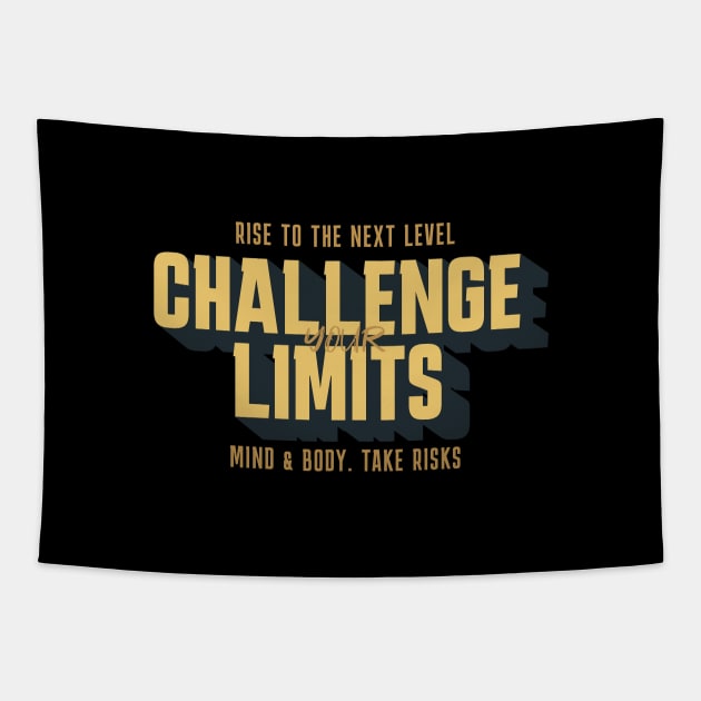 Challenge Your Limits Next Level Inspirational Quote Phrase Text Tapestry by Cubebox