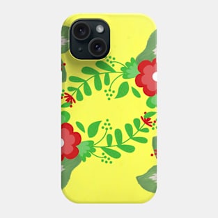 Caladium Leaves with Red Flowers Phone Case