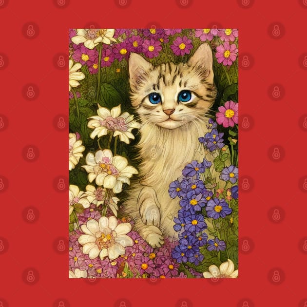 Kitten between flowers by orange-teal