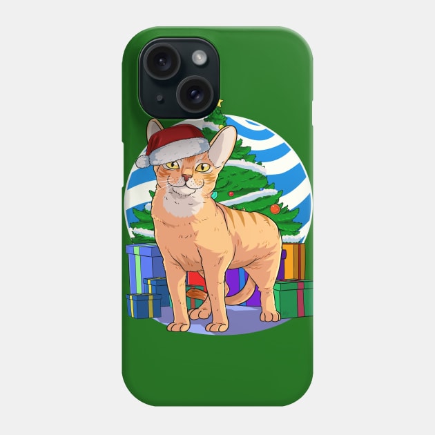 Abyssinian Cat Santa Christmas Gift Phone Case by Noseking