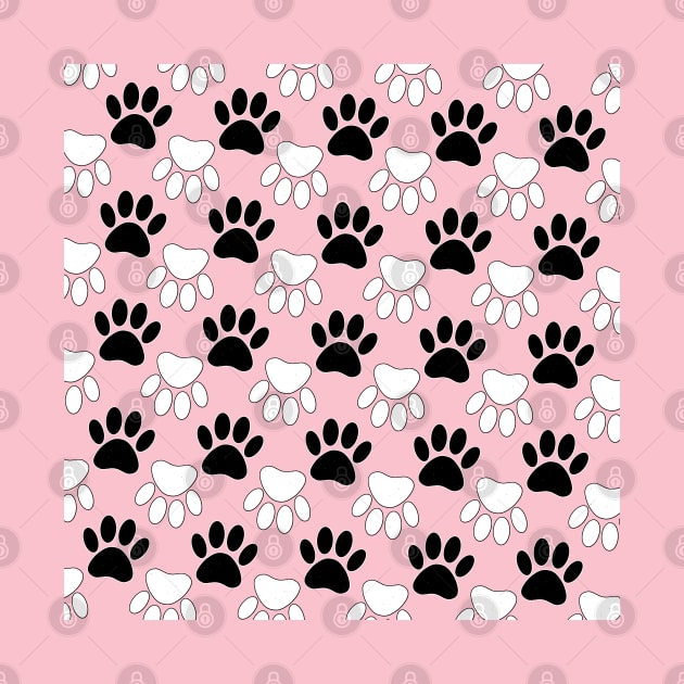 Cute Black And White Dog Paws On Pink by Braznyc