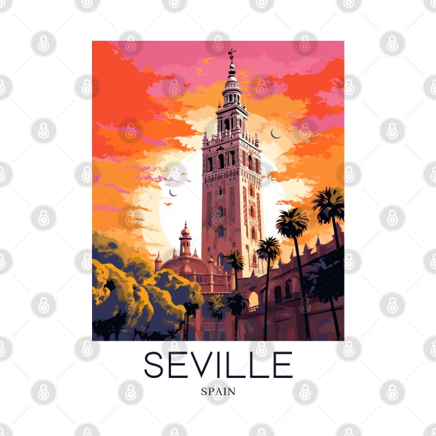 A Pop Art Travel Print of Seville - Spain by Studio Red Koala